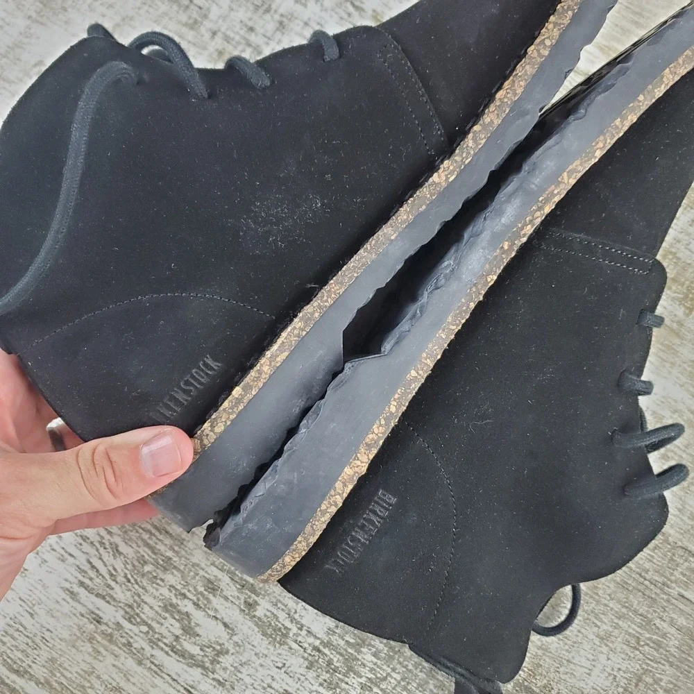 Birkenstock Uppsala Mid Boots Mens 9 Black Suede Lace Up Round Toe